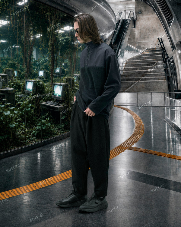 Mixture Tapered Slacks - Black FUMITO GANRYU OFFICIAL STORE