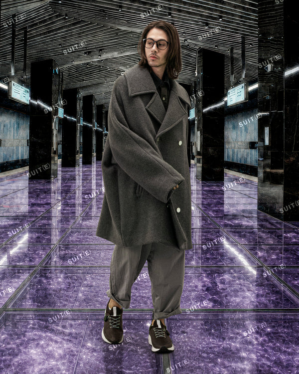 Dolman Sleeve Peacoat - Heather Gray FUMITO GANRYU OFFICIAL STORE