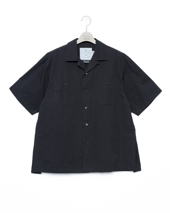 Side Vents Op Collar Shirt - Black FUMITO GANRYU OFFICIAL STORE