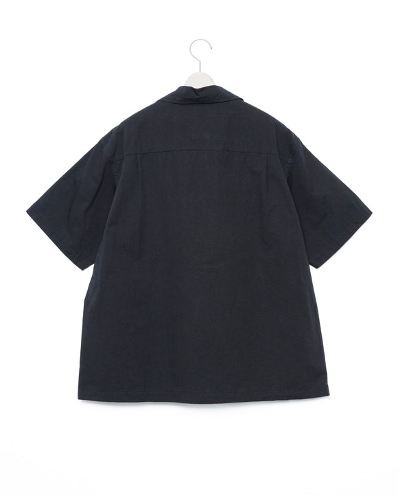 Side Vents Op Collar Shirt - Black FUMITO GANRYU OFFICIAL STORE