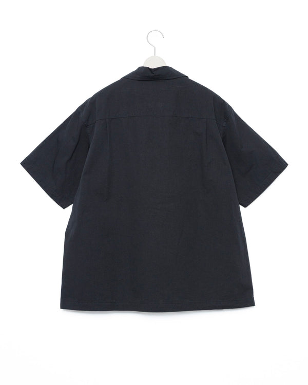 Side Vents Op Collar Shirt - Black FUMITO GANRYU OFFICIAL STORE