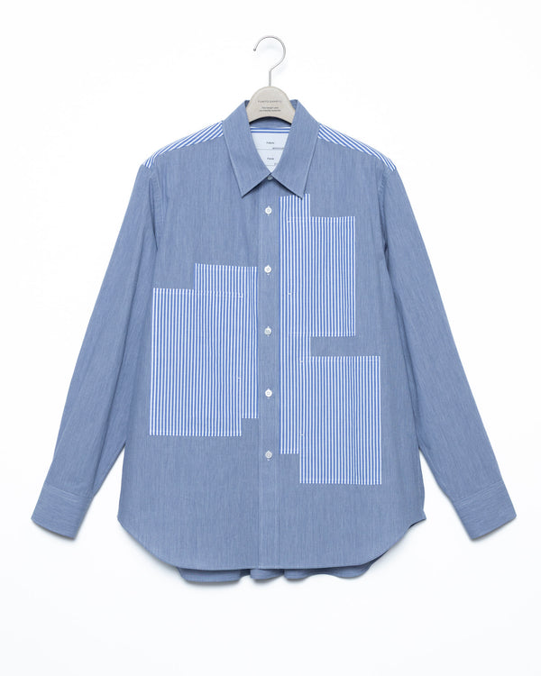 Patchwork Pocket Shirt - Sax x Stripe FUMITO GANRYU OFFICIAL STORE