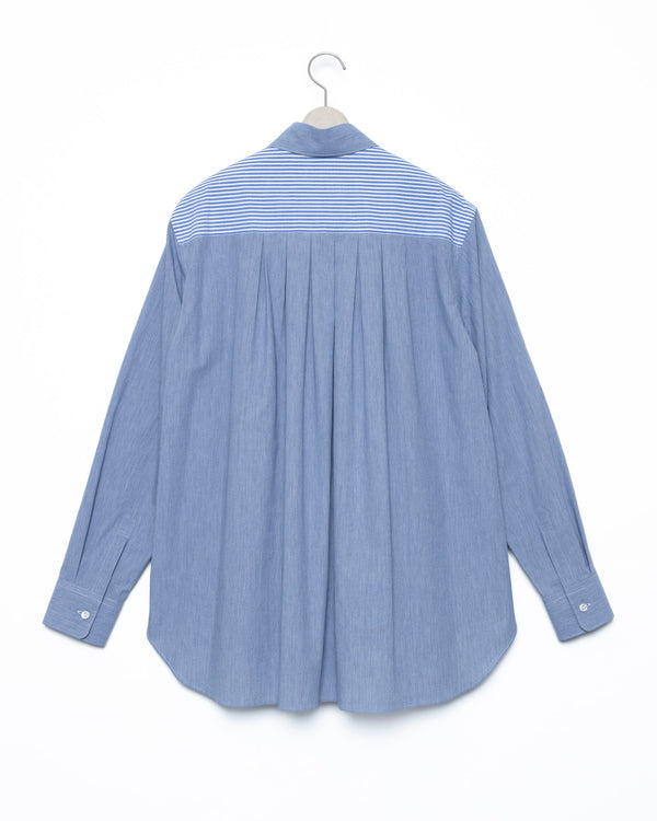 Patchwork Pocket Shirt - Sax x Stripe FUMITO GANRYU OFFICIAL STORE