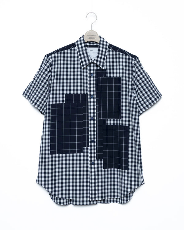 Patchwork Pocket Short-Sleeved Shirt - Gingham x Nv FUMITO GANRYU OFFICIAL STORE