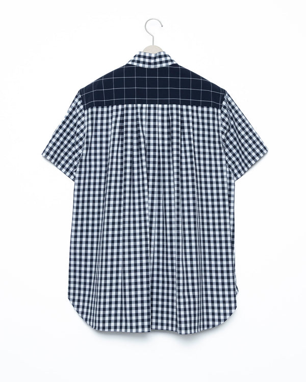 Patchwork Pocket Short-Sleeved Shirt - Gingham x Nv FUMITO GANRYU OFFICIAL STORE