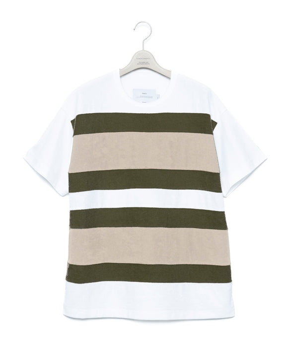 Striped Short Sleeve T-Shirt - Kh x Beige FUMITO GANRYU OFFICIAL STORE