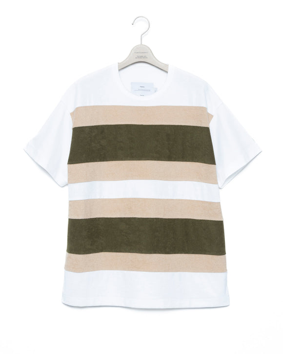 Striped Short Sleeve T-Shirt - Bg x Khaki FUMITO GANRYU OFFICIAL STORE