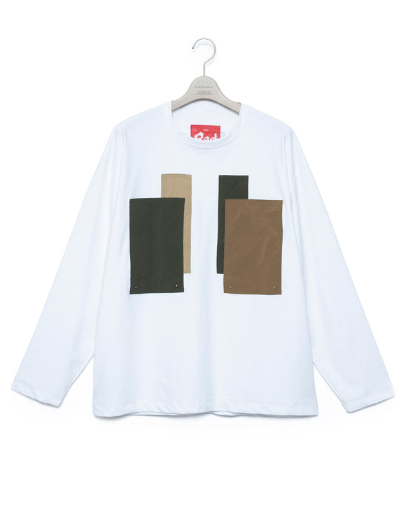 Patchwork Pocket Rash Guard Long Sleeve - Wh x Beige FUMITO GANRYU OFFICIAL STORE