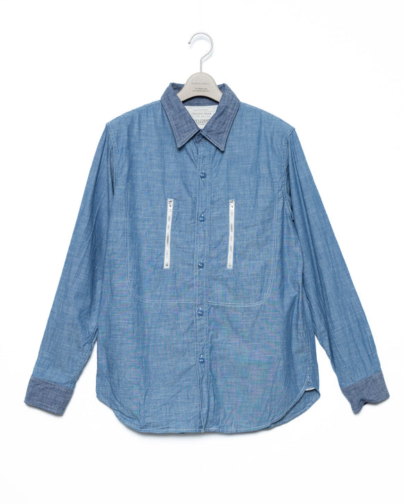 Watteau Gathered Ventilated Pocket Shirt - Indigo x L.Lg FUMITO GANRYU OFFICIAL STORE