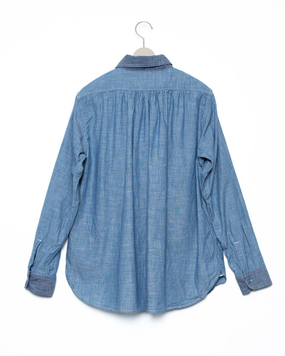 Watteau Gathered Ventilated Pocket Shirt - Indigo x L.Lg FUMITO GANRYU OFFICIAL STORE