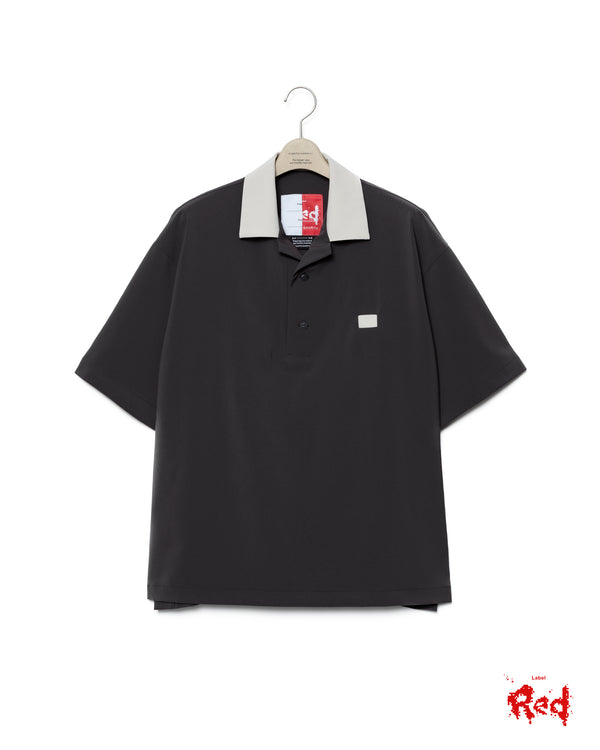 Open collar bowling shirt - Charcoal X Greige FUMITO GANRYU OFFICIAL STORE