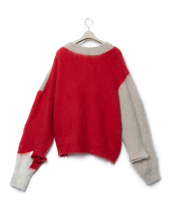 Graffiti Mohair Knit - Beige X Red FUMITO GANRYU OFFICIAL STORE