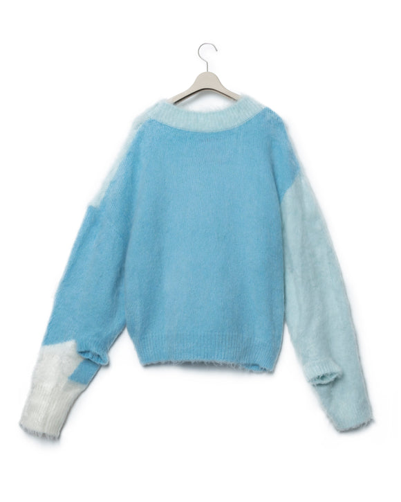 Graffiti Mohair Knit - Cyan X Light Blue FUMITO GANRYU OFFICIAL STORE