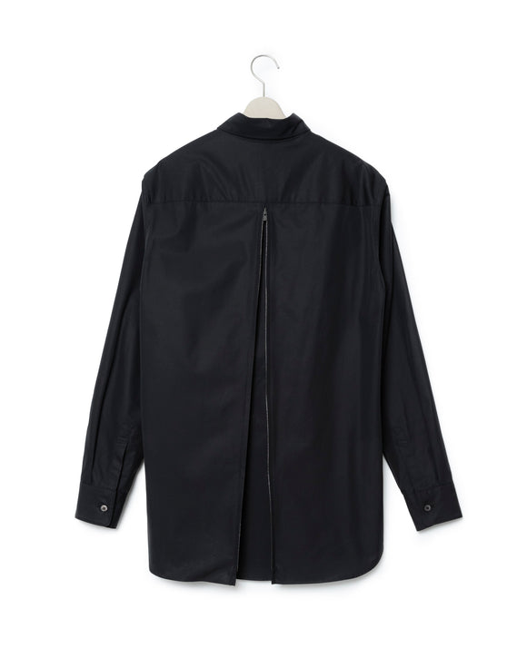 Zipper Pleated Shirt - Black FUMITO GANRYU OFFICIAL STORE