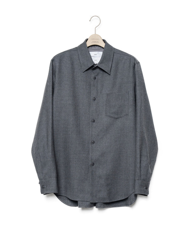 Watteau Gathered Wool Shirt - Heather Gray FUMITO GANRYU OFFICIAL STORE
