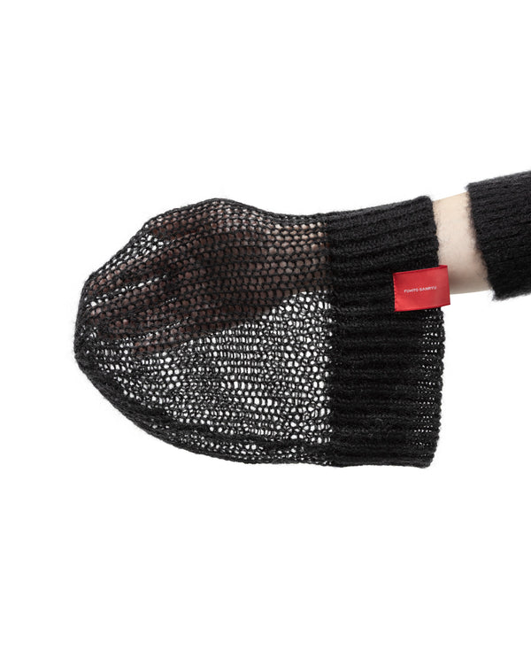 Fishnet Knit Cap - Black FUMITO GANRYU OFFICIAL STORE