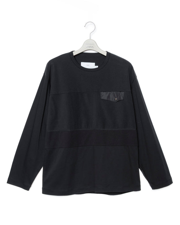 Fleece Paneled T-Shirt - Black X Black FUMITO GANRYU OFFICIAL STORE