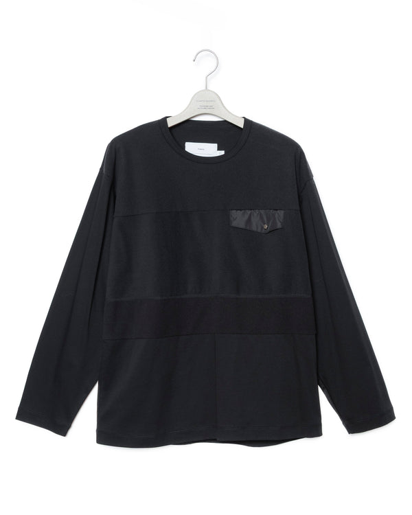 Fleece Paneled T-Shirt - Black X Black FUMITO GANRYU OFFICIAL STORE