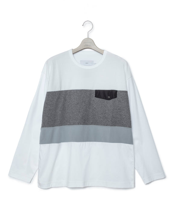 Fleece Paneled T-Shirt - White X Gray FUMITO GANRYU OFFICIAL STORE