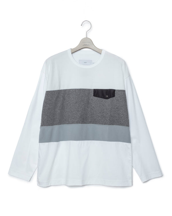 Fleece Paneled T-Shirt - White X Gray FUMITO GANRYU OFFICIAL STORE