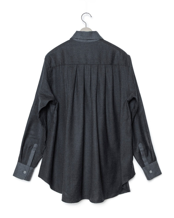 Watteau Pleated Chanel Shirt - Dark H.Gray X H.Gray FUMITO GANRYU OFFICIAL STORE