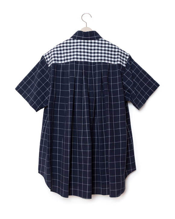 Patchwork Pocket Short-Sleeved Shirt - Nv x Gingham FUMITO GANRYU OFFICIAL STORE