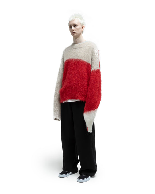 Graffiti Mohair Knit - Beige X Red FUMITO GANRYU OFFICIAL STORE