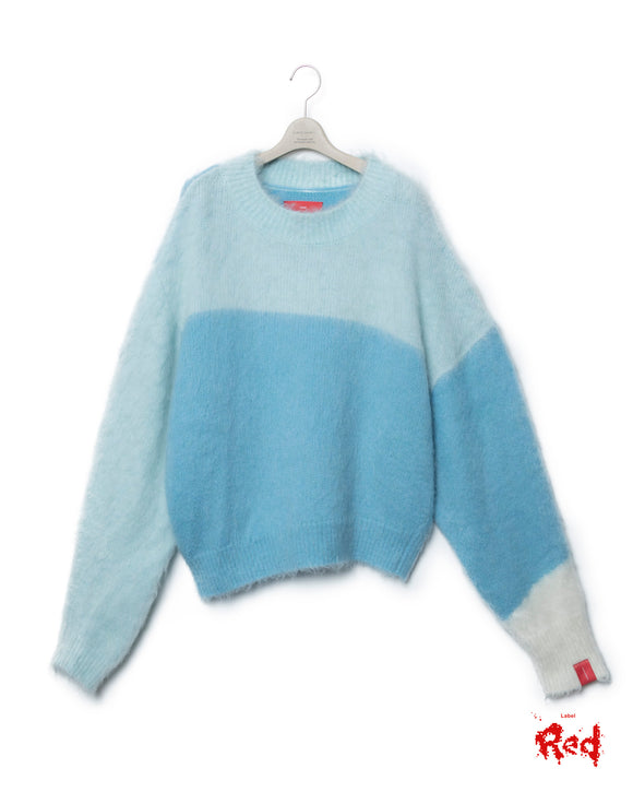 Graffiti Mohair Knit - Cyan X Light Blue FUMITO GANRYU OFFICIAL STORE