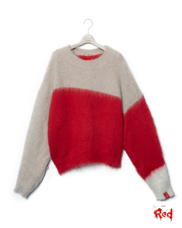 Graffiti Mohair Knit - Beige X Red FUMITO GANRYU OFFICIAL STORE