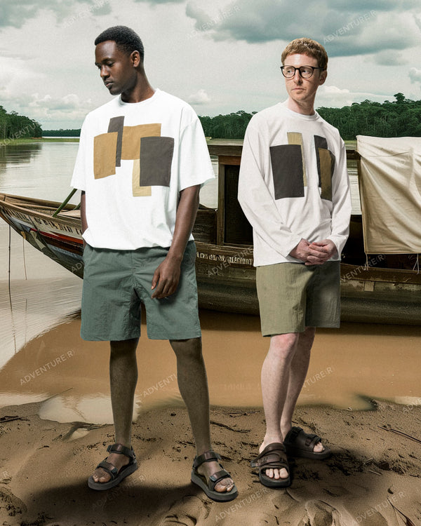 Patchwork Pocket Rash Guard Short Sleeves - Wh x Beige FUMITO GANRYU OFFICIAL STORE