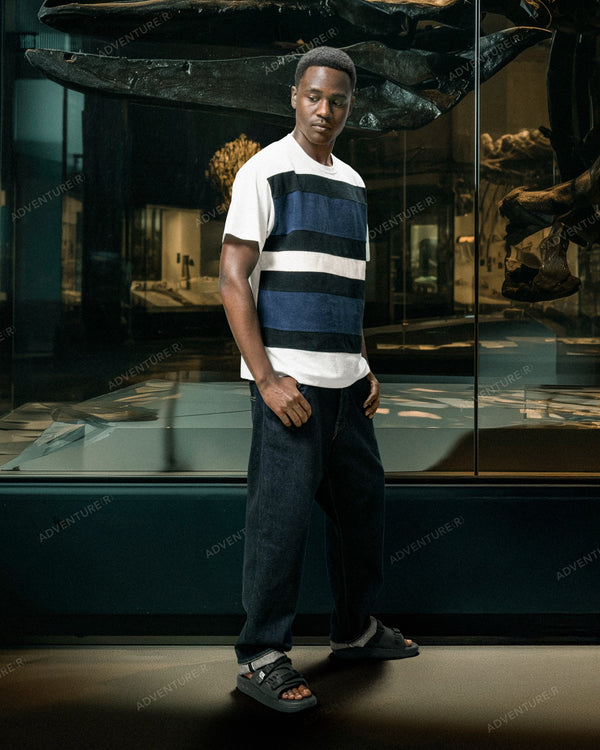 Striped Short Sleeve T-Shirt - Bk x Navy FUMITO GANRYU OFFICIAL STORE